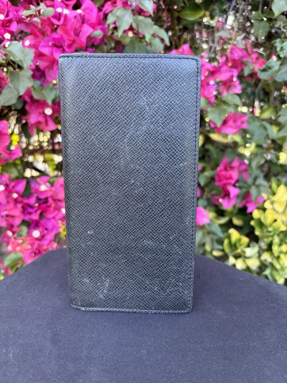 Louis Vuitton Taiga Leather Continental Brazza Long Bifold Wallet Black